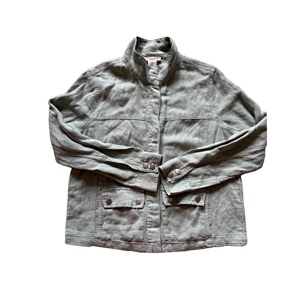 Christian Siriano New York Utility Jacket Womens XS Green Button Front Pockets